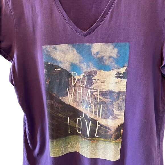 Purple Graphic Print Short Sleeve Cotton Tee Shirt L - Picture 2 of 7